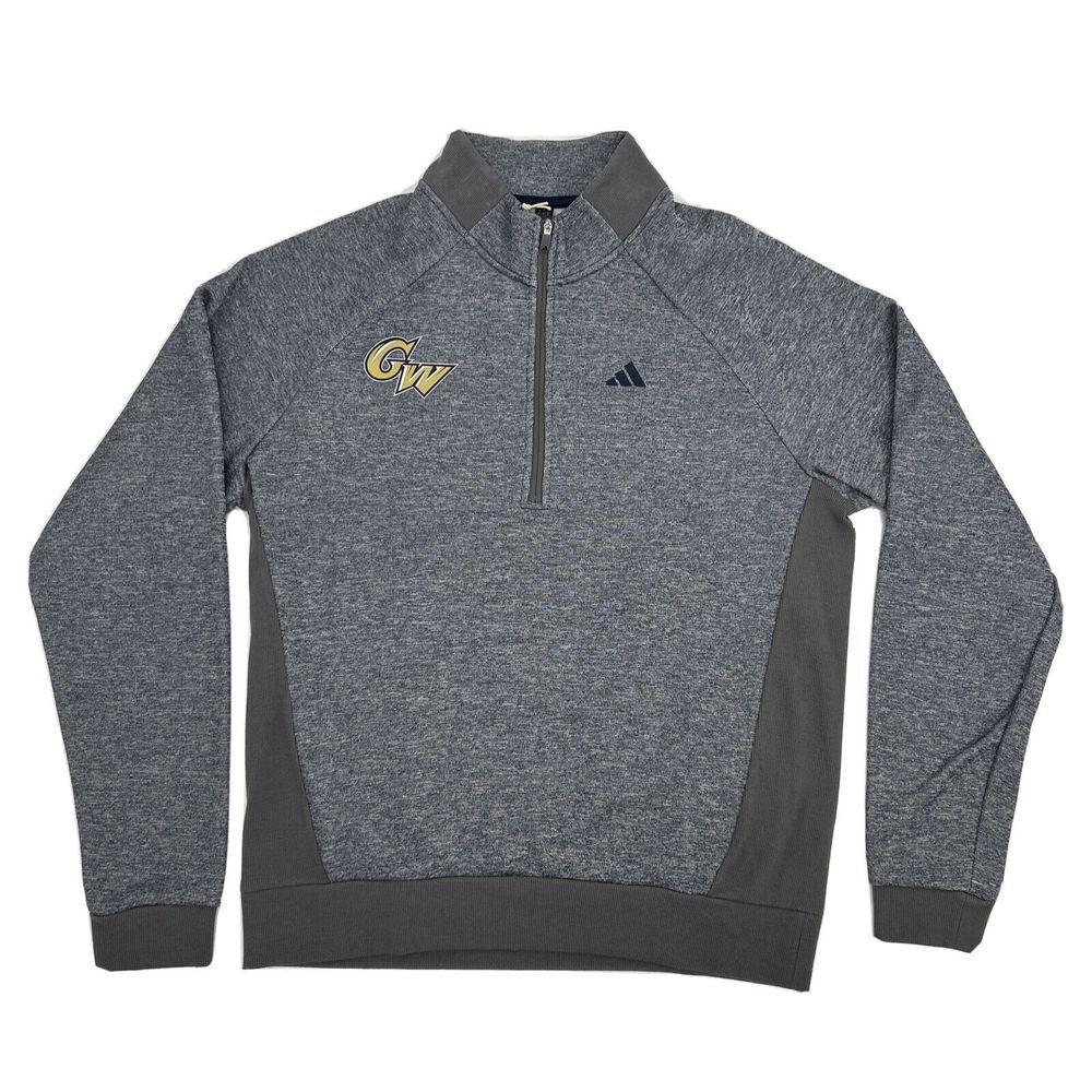 George Washington Revolutionaries Sweatshirt Men M Gray adidas Fleece 1/4Zip NEW